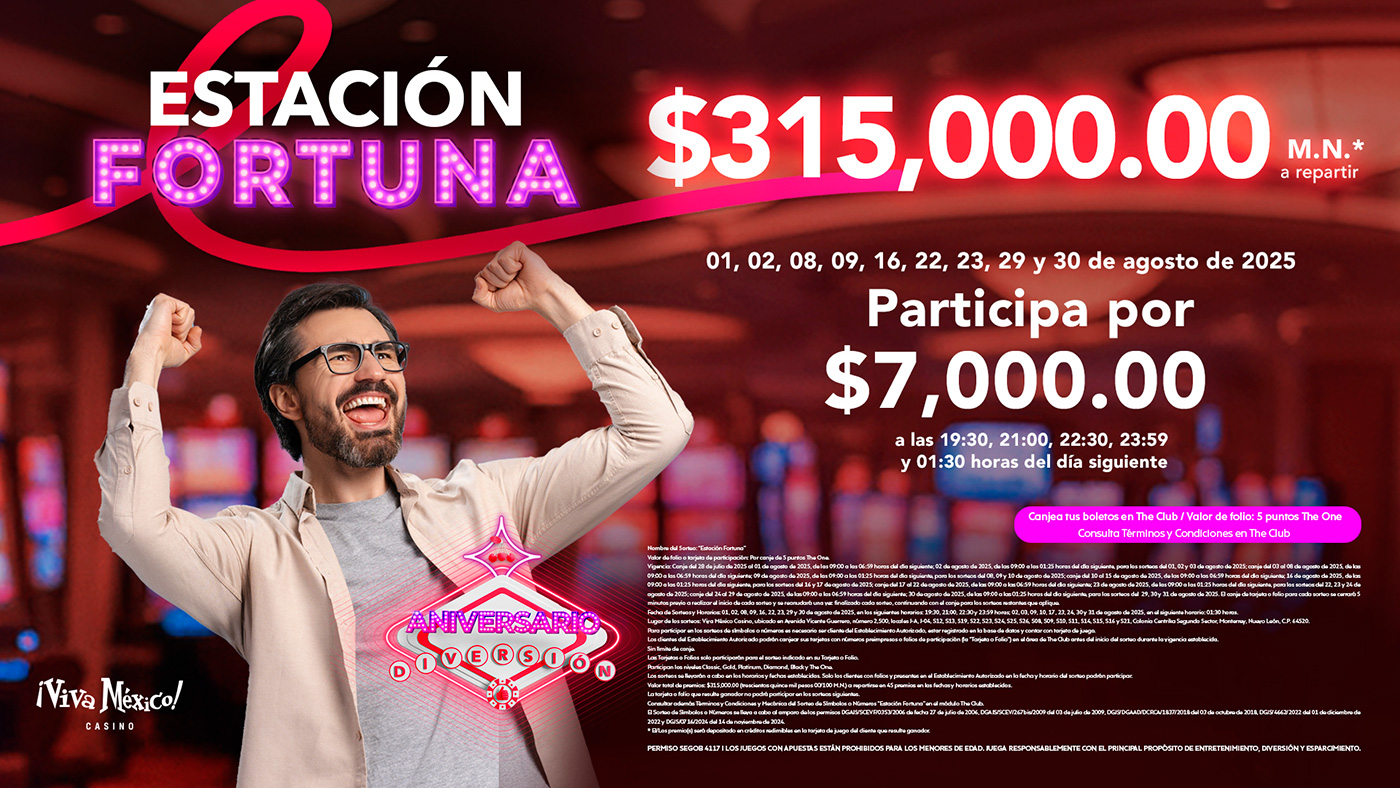 Diviértete con nuestro sorteo Estación Fortuna con $315,000 pesos* a repartir